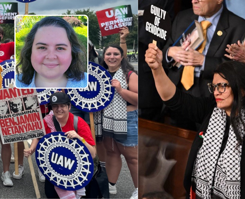 Laura Wadlin Rashida Tlaib UAW protest