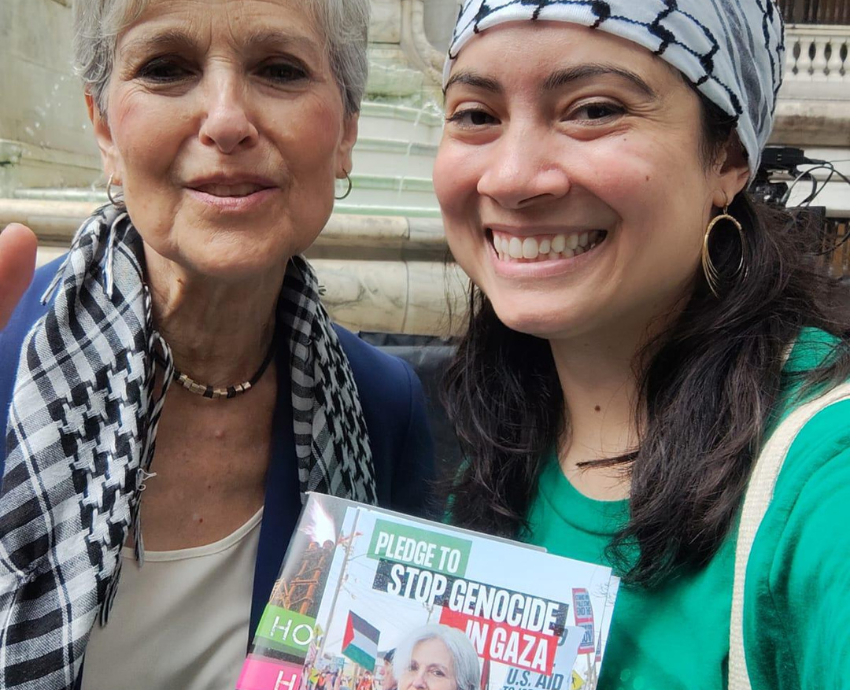 Jill Stein with a pro-Palestine activist