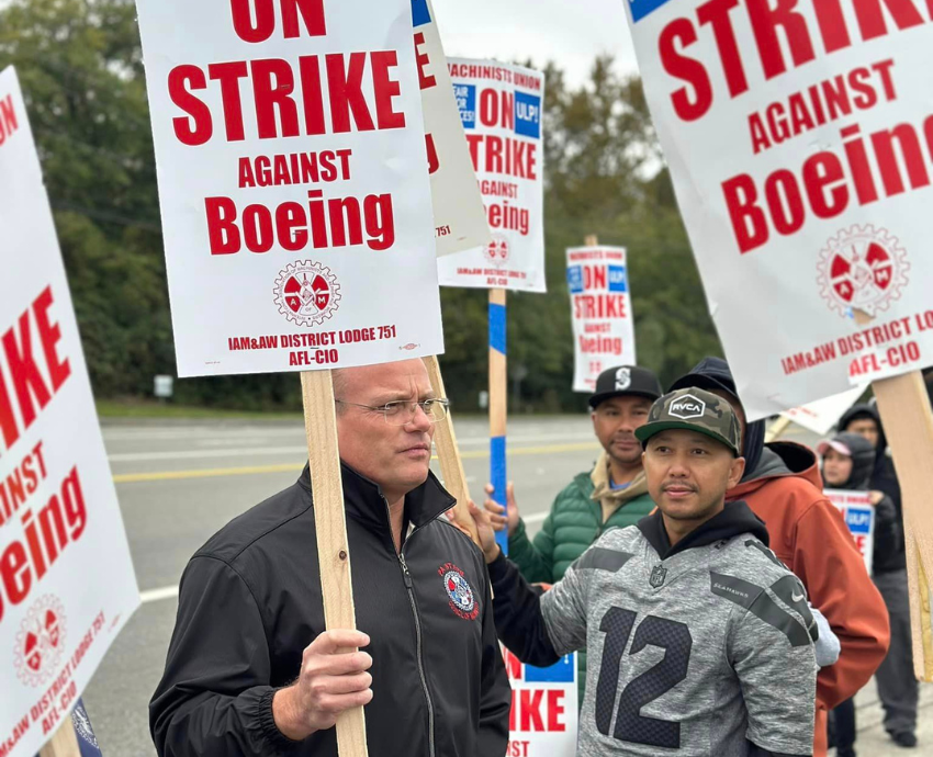 Boeing workers on picket line