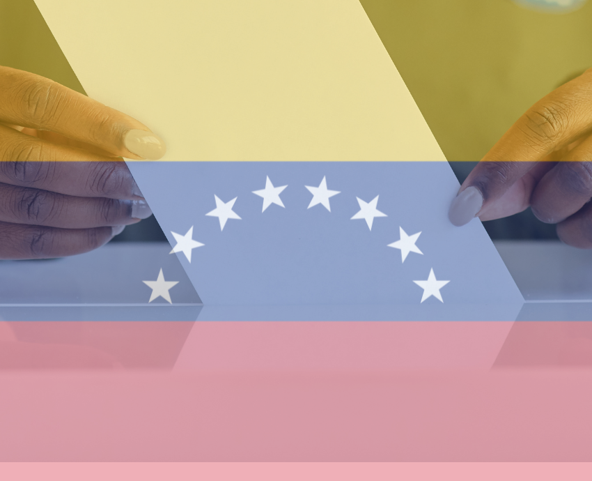 Venezuelan flag and woman voting