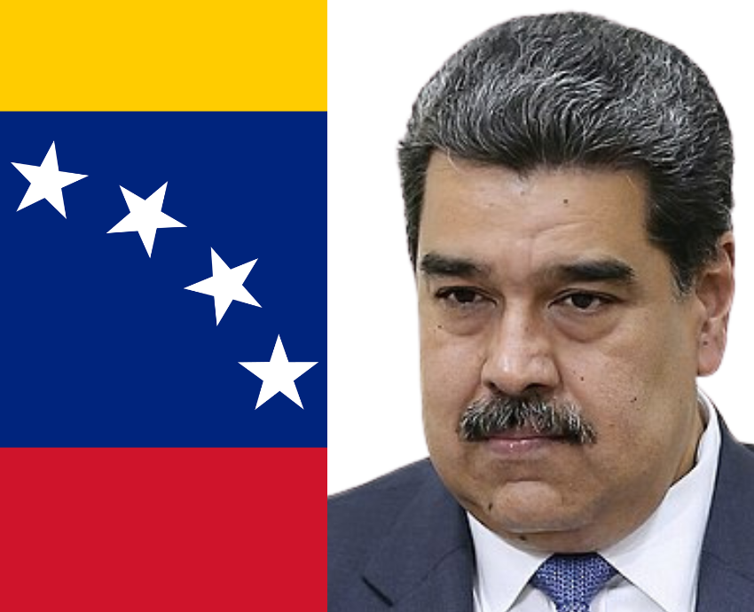 Nicolas Maduro and Venezuelan flag