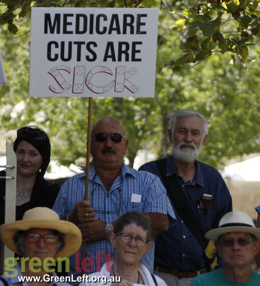 These Cuts Are Killing Us rally in Perth. Photo: Alex Bainbridge.