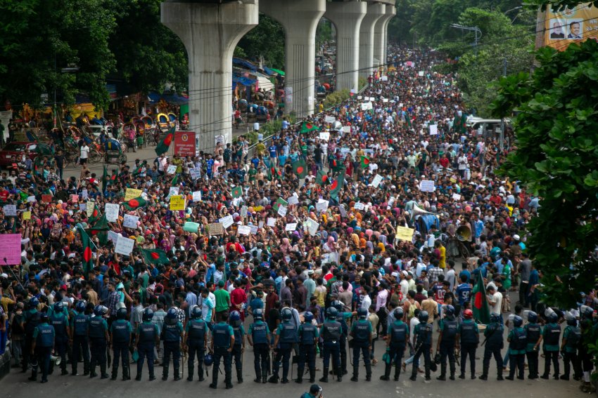 mass student protest in Bangladesh