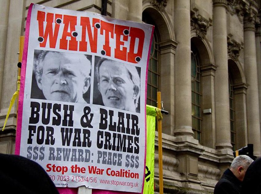 Bush and Blair Wanted for War Crimes, Iraq Inquiry, London, January 29, 2010.