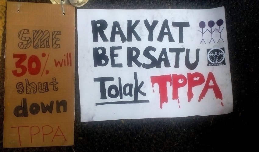 Malaysians reject TPPA rally, Kuala Lumpur, Janurary 23, 2016.