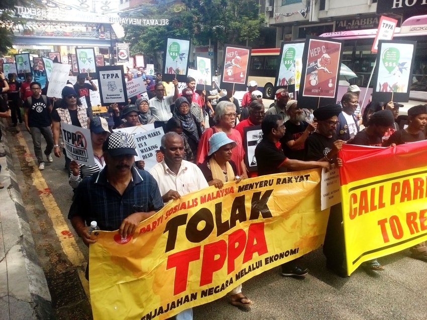 Malaysians reject TPPA rally, Kuala Lumpur, Janurary 23, 2016.