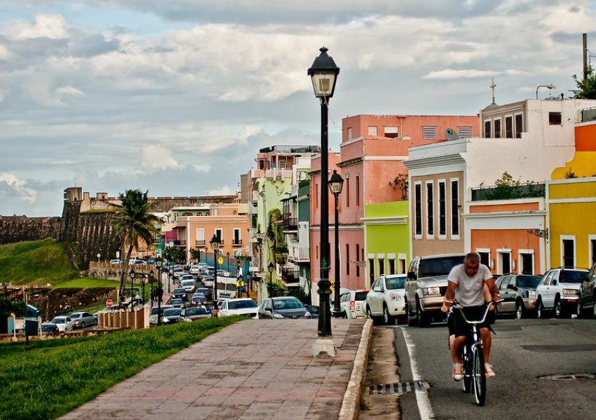 person riding a bicycle in San Juan