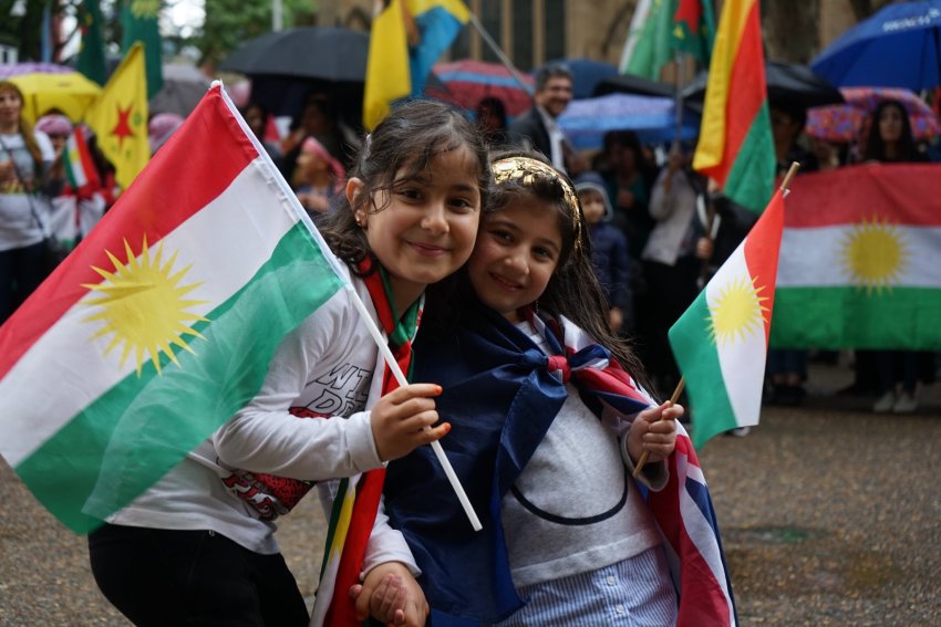 A protest against Turkey's invasion of Rojava, in Sydney on October 12. 