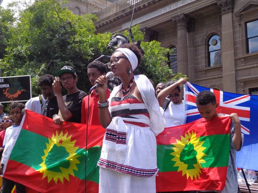 Melbourne's Oromo community rally on January 3, 2016.