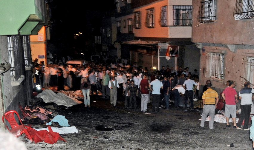 Aftermath of ISIS attack on HDP members' wedding. Gaziantep, August 20 2016.