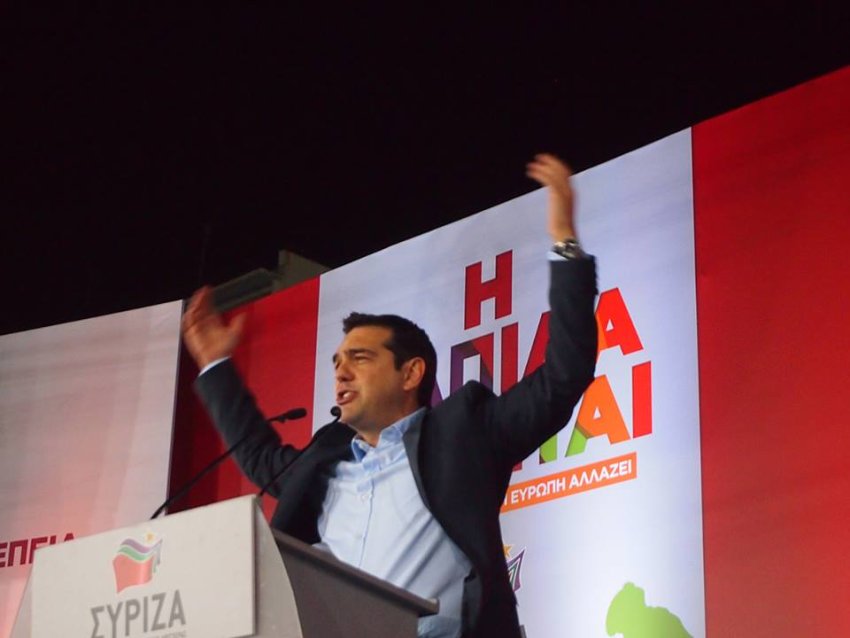 “Give us permission to govern,” Tsipras urged the crowd at the closing rally in Athens on January 22, 2015.