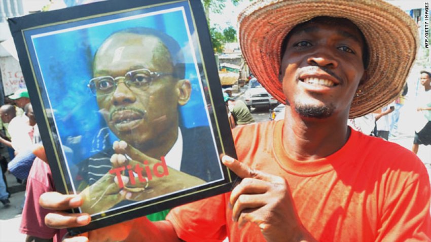 A Haitian supporter of former president Jean-Bertrand Aristide.