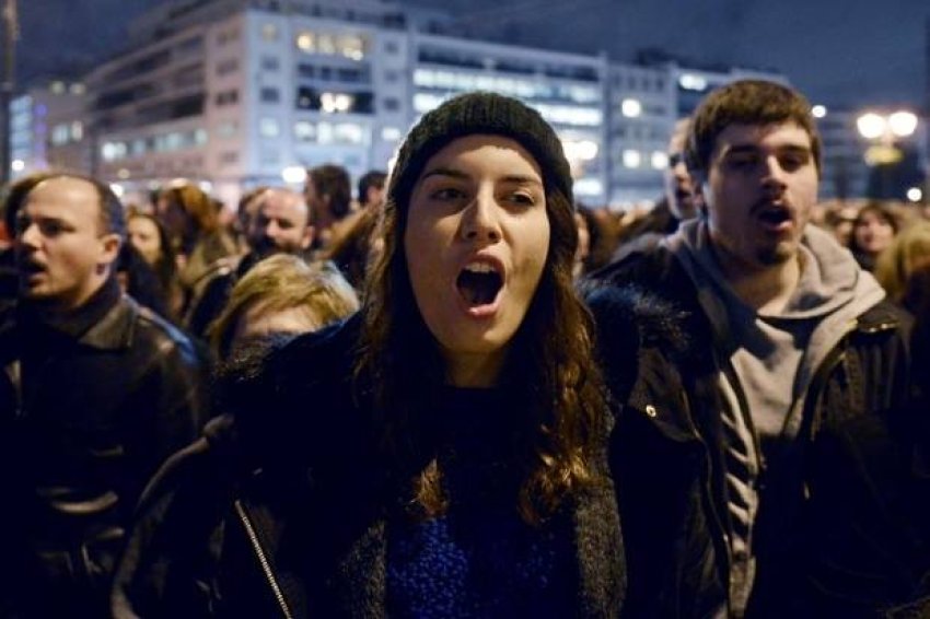 Thousands of people took to the streets in Athens on February 5.