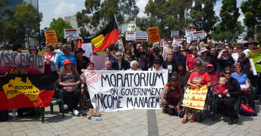 Moratorium on government income management rally, Western Australia.