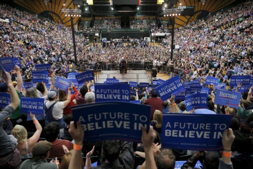 Senator Bernie Sanders speaks at a campaign rally in Fort Collins, Colorado February 28, 2016.