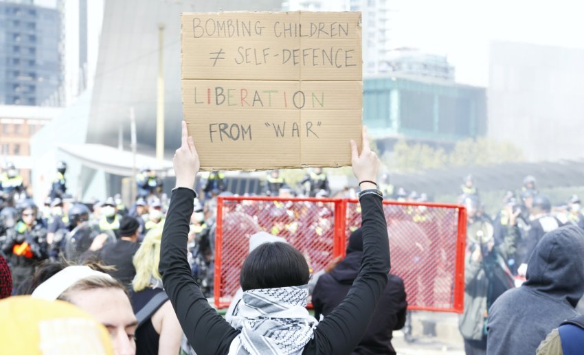 protester with a sign