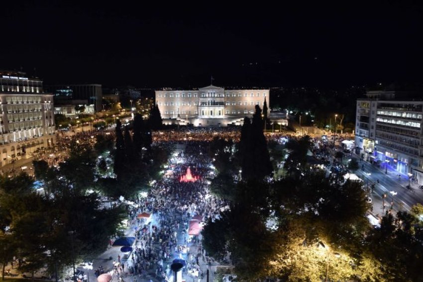 Celebrations in Athens after the 'no' vote won.