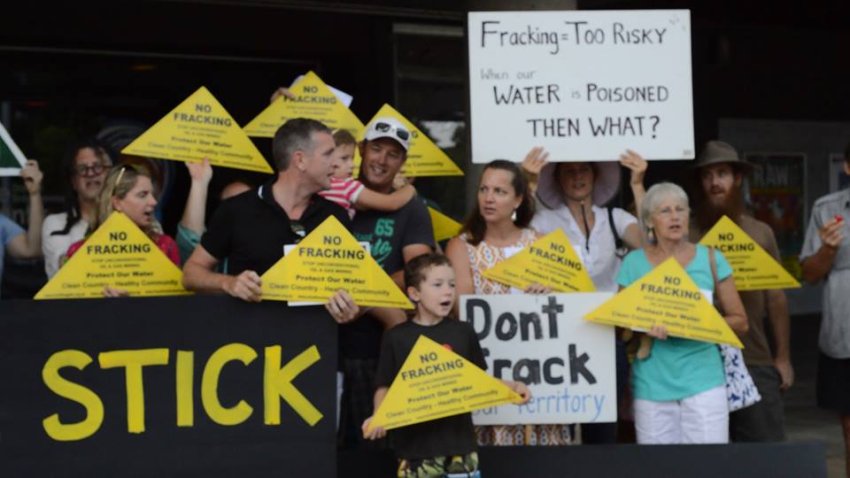 Frack Free NT protesters at the 2016 ALP conference.