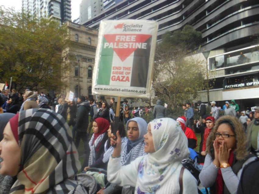 The crowd at the Melbourne protest.