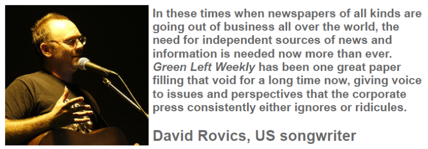 Green Left 1000th issue message of congratulations from David Rovics.