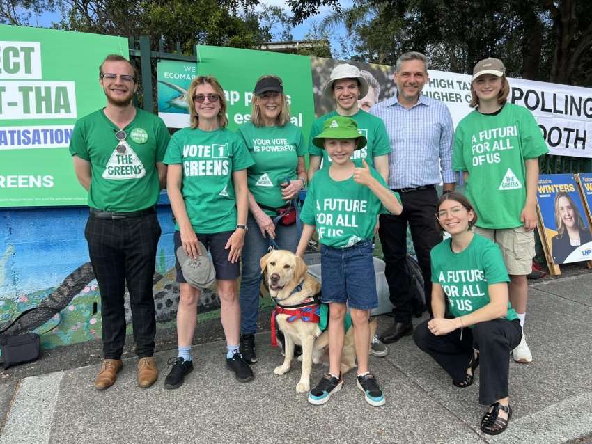 Greens MP Michael Berkman with campaigners on polling day