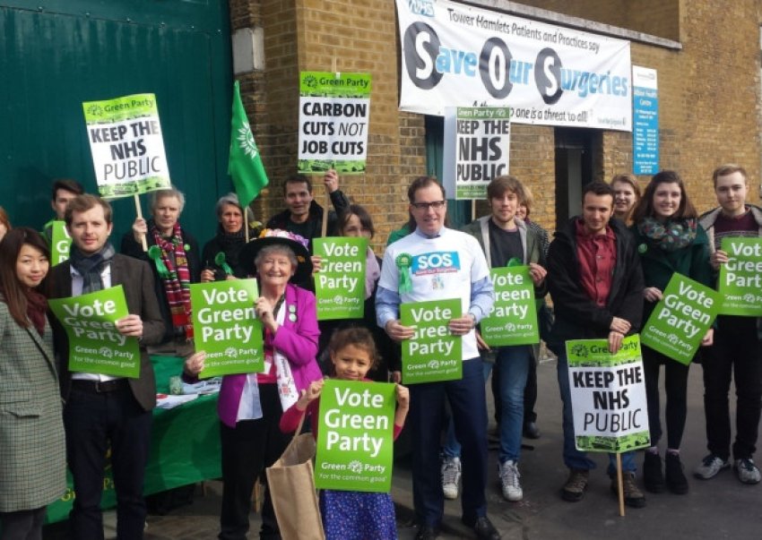 Supporter and campaigners of the Green Party of England and Wales, 2015.