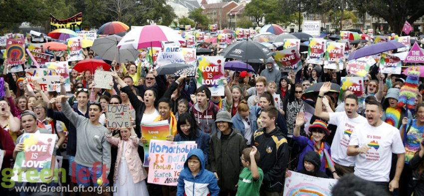 Large crowd at marriage equality rally, Perth July 5 2015.