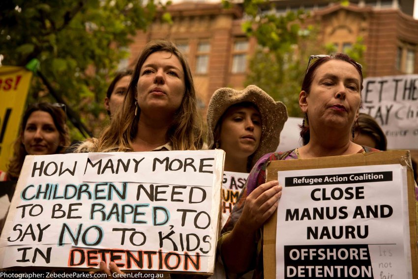 Protesters at Let Them Stay rally in Sydney.