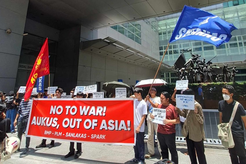 Outside the Australian Embassy in Manila