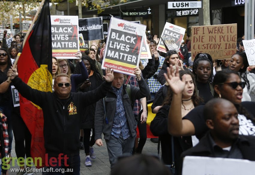 Black Lives Matter rally and march, Perth July 23 2016.