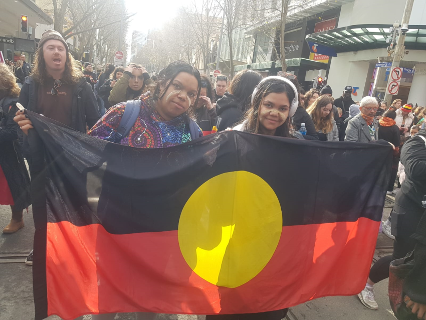 Aboriginal flag at NAIDOC march