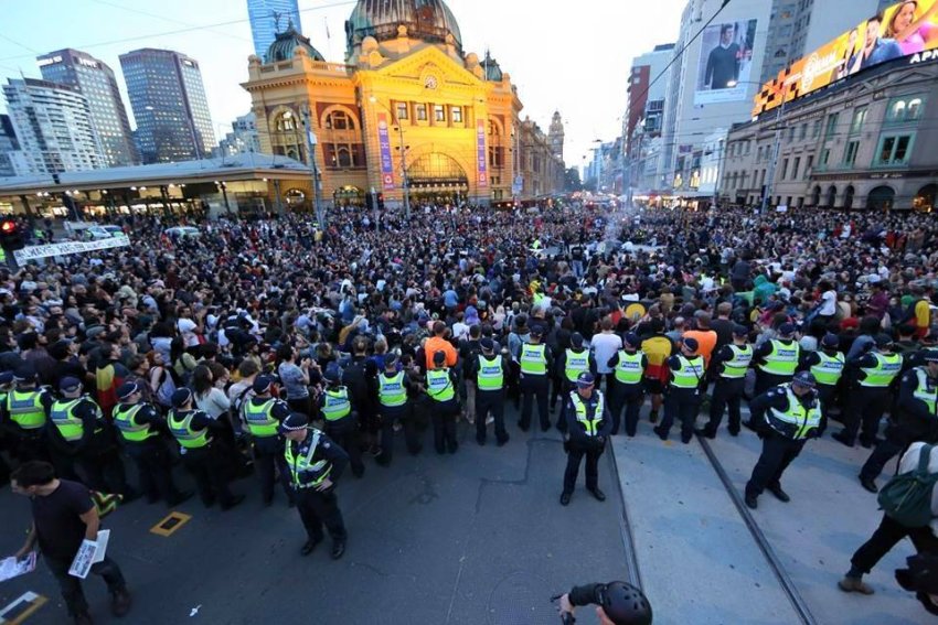 Protest against forced closures of Aboriginal communities, Melbourne May 1 2015.