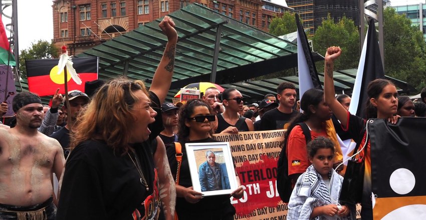 Marching on Invasion Day in Gadigal Country/Sydney, January 26