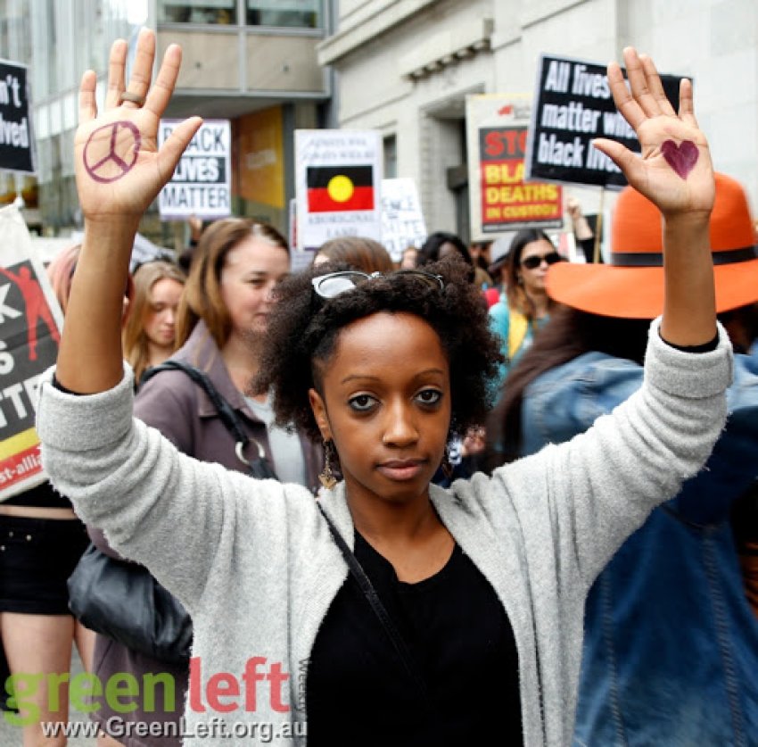 Black Lives Matter rally and march, Perth July 23 2016.