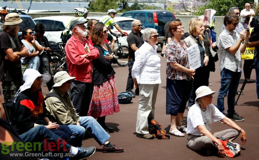 A rally in Perth protesting against the WA government's plan to close 150 Aboriginal communities.