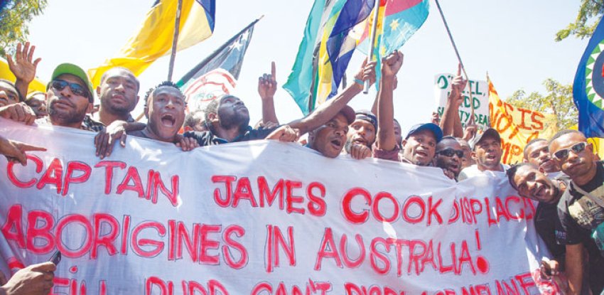 Students at the University of Papua New Guinea protest.