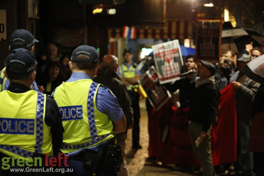 Police presence at the protest