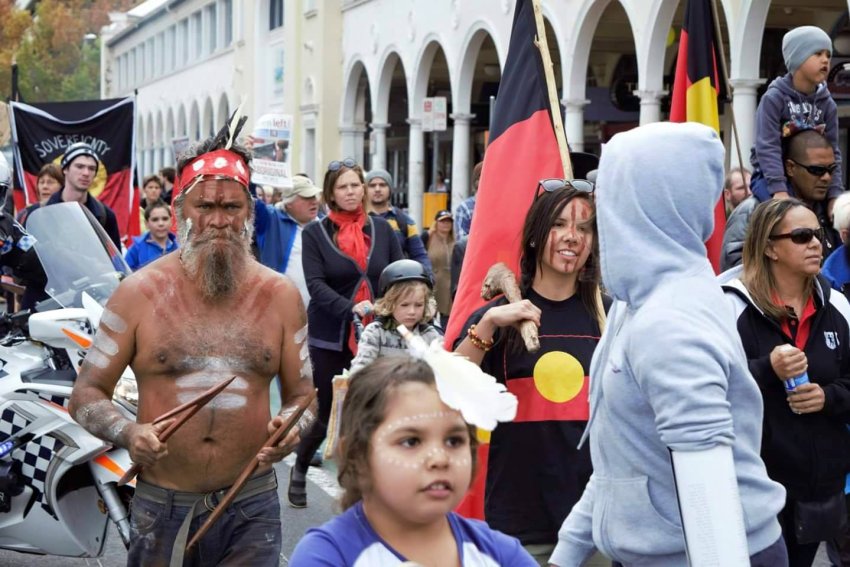 Protest against forced closures of Aboriginal communities, Canberra May 1 2015.