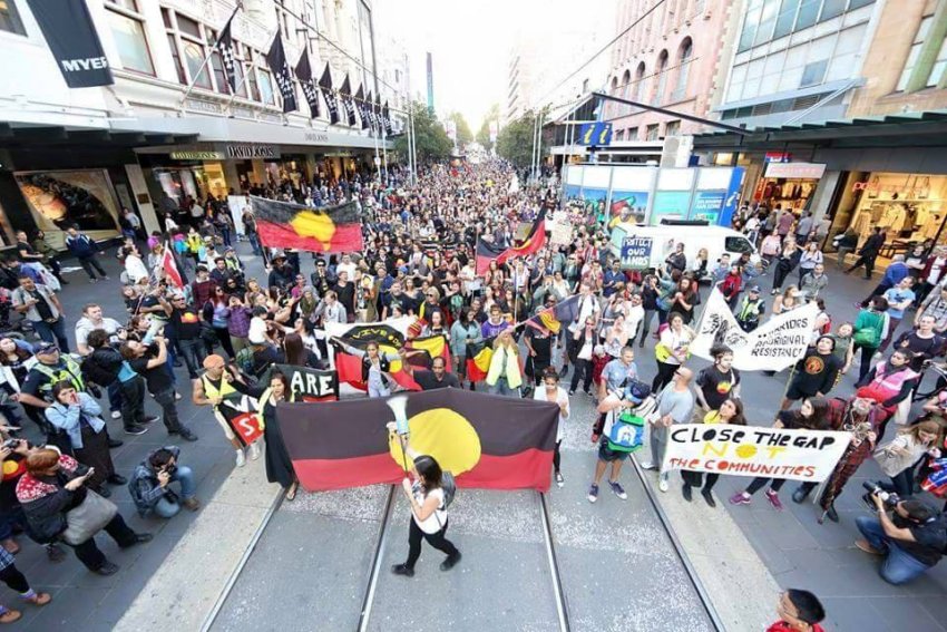 Protest against forced closures of Aboriginal communities, Melbourne May 1 2015.