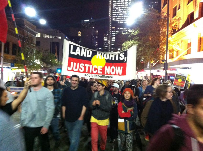 Protest against forced closures of Aboriginal communities, Sydney May 1 2015.