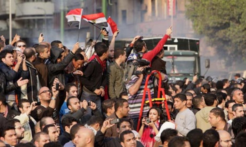 Demonstrators protesting in Cairo