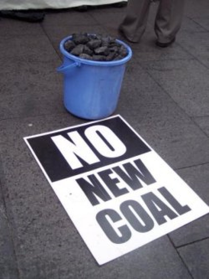 No New Coal placard and coal. Photo: ycan.org.au