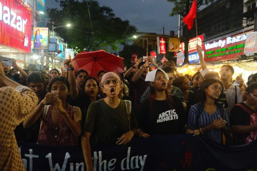 Protesting gender violence in Kolkata, West Bengal, on August 18. Photo: Barsha Baral