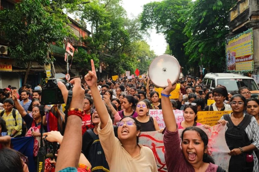 Protesting gender violence in Kolkata, West Bengal, on August 18. Photo: Barsha Baral