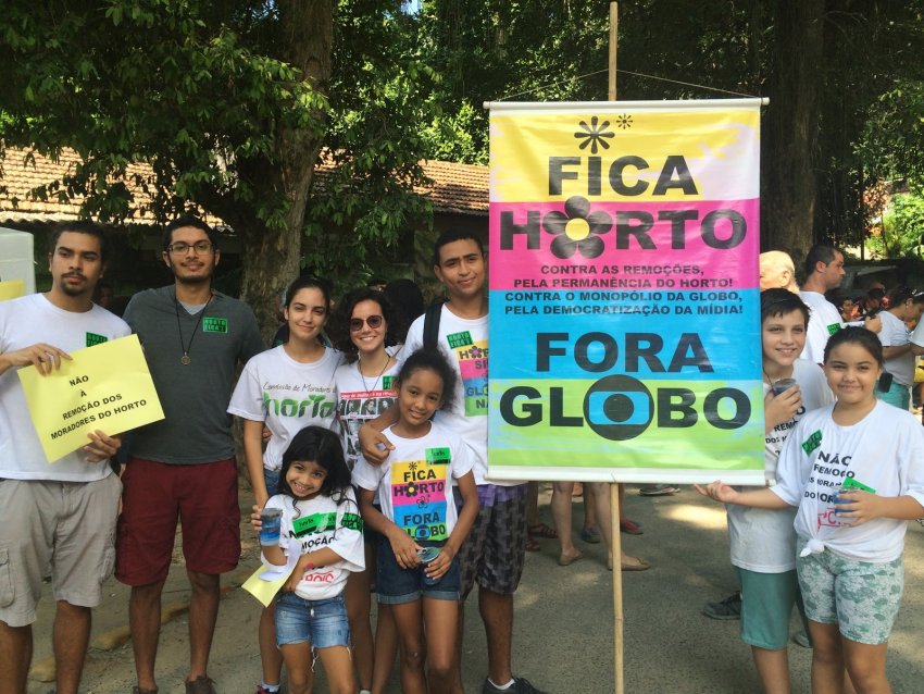 Residents of the favela of Horto protest against the imminent demolition of their community.