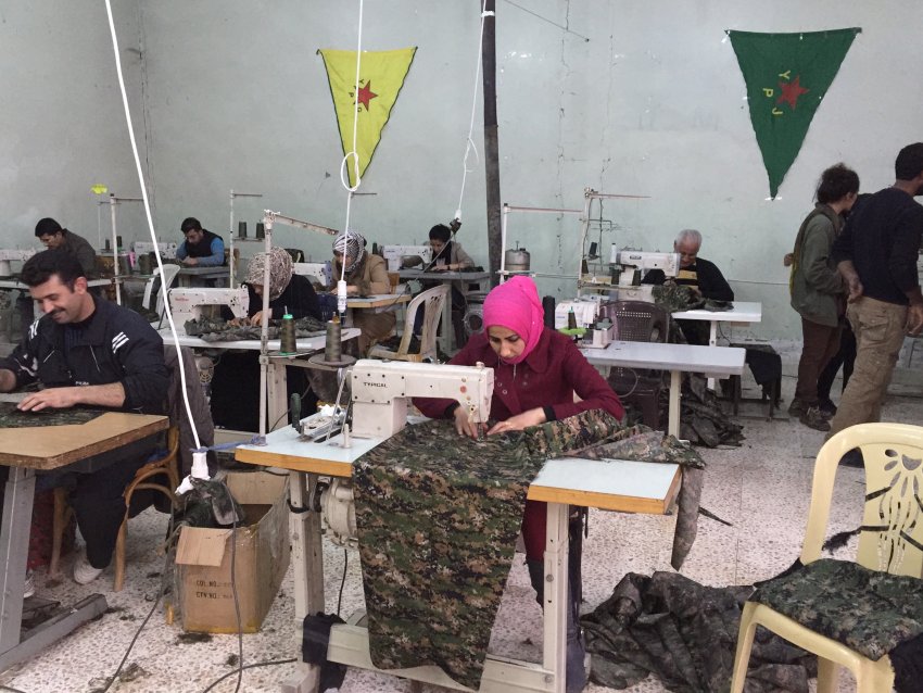 Members of a sewing cooperative in Rojava. Photo: Janet Biehl/Wikipedia.