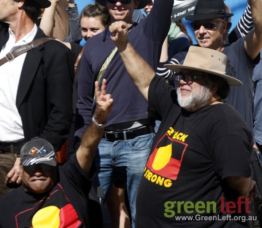 Sam Watson at protest against the proposed development at the old Absoe site on August 21 2016.