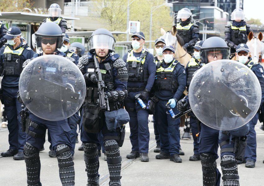 Police gather, September 11