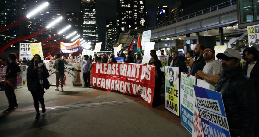 Protesting at Southern Cross station