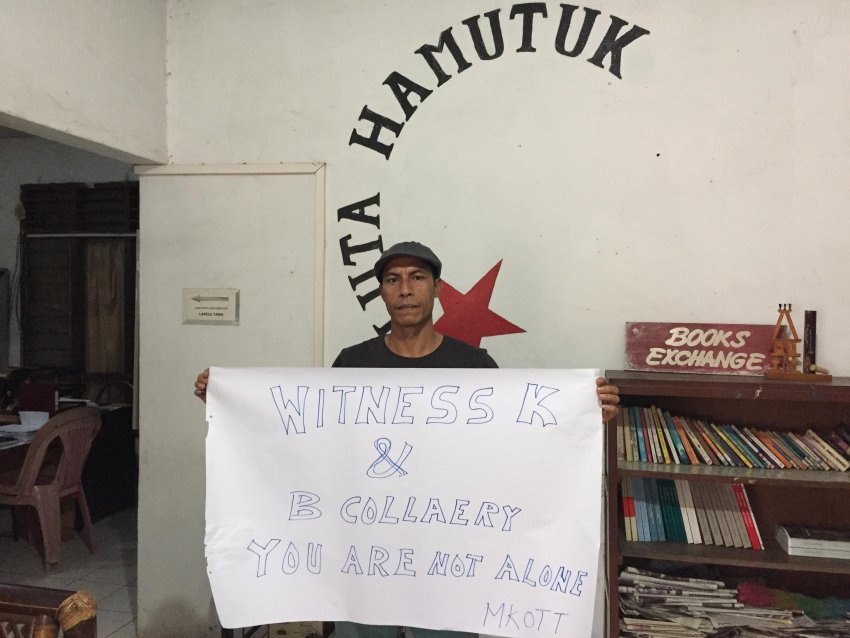 'Our solidarity with Witness K & Colleary' 